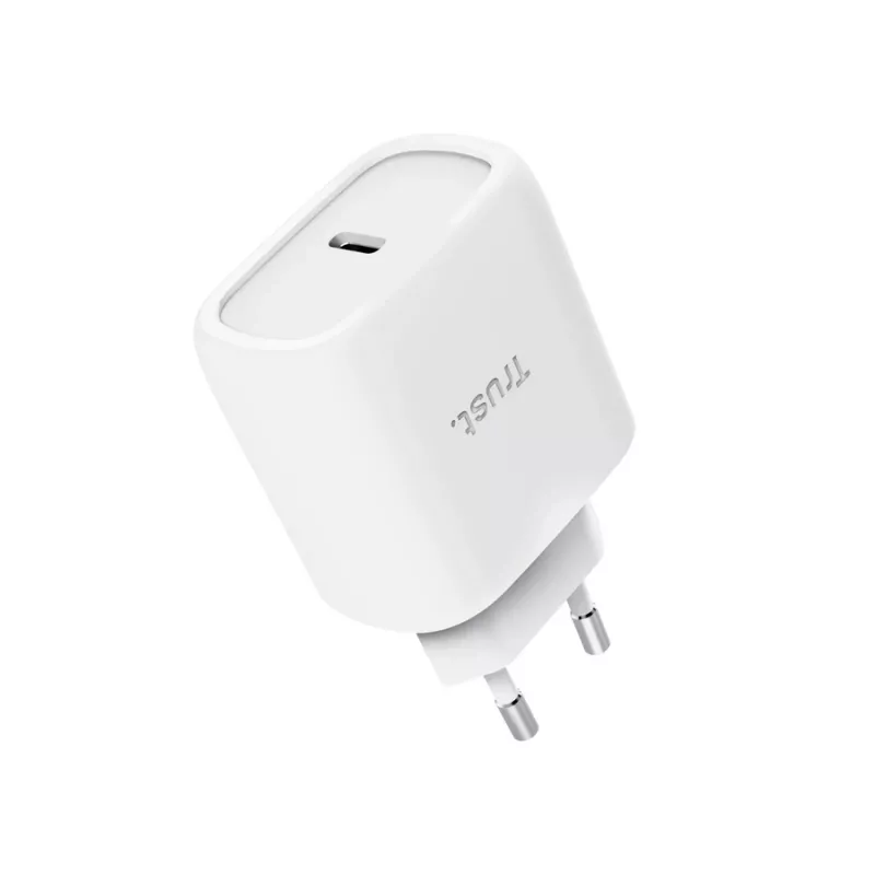 TRUST Maxo 45W USB-C GaN įkroviklis, 45 W, USB-C išvestis, 20 V maks., 2 m laidas, baltas