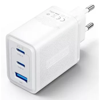 Vention FERW0-EU 65W spartusis sieninis kroviklis nešiojamam kompiuteriui, išmaniajam telefonui, planšetei, išmaniajam laikrodžiui, ausinėms, 2× USB-C, baltas