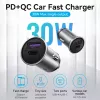 Automobilinis kroviklis Vention dviejų prievadų USB A+C (18/20) pilkas mini stiliaus aliuminio lydinys