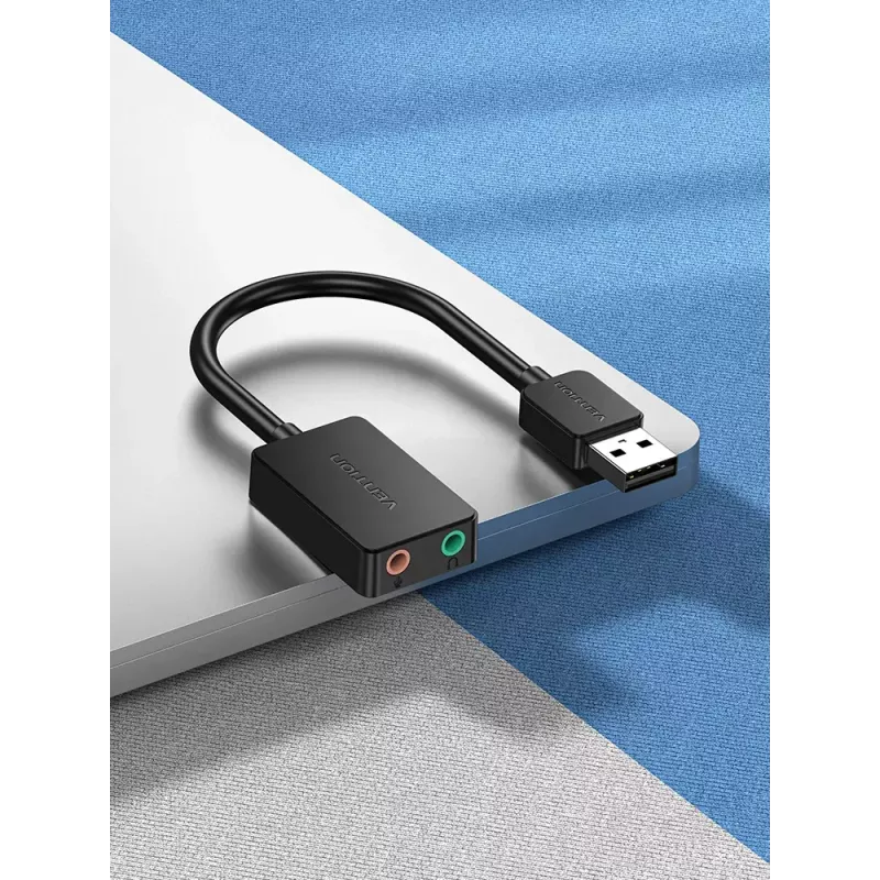 Vention 2 prievadų išorinė USB garso plokštė 0,15 m juoda 2.1 kanalai 16 bitų