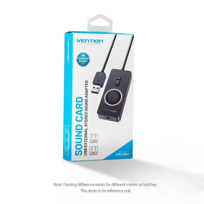 Vention USB 2.0 išorinis stereo garso adapteris su garsumo valdymu 0,15 m juodas ABS