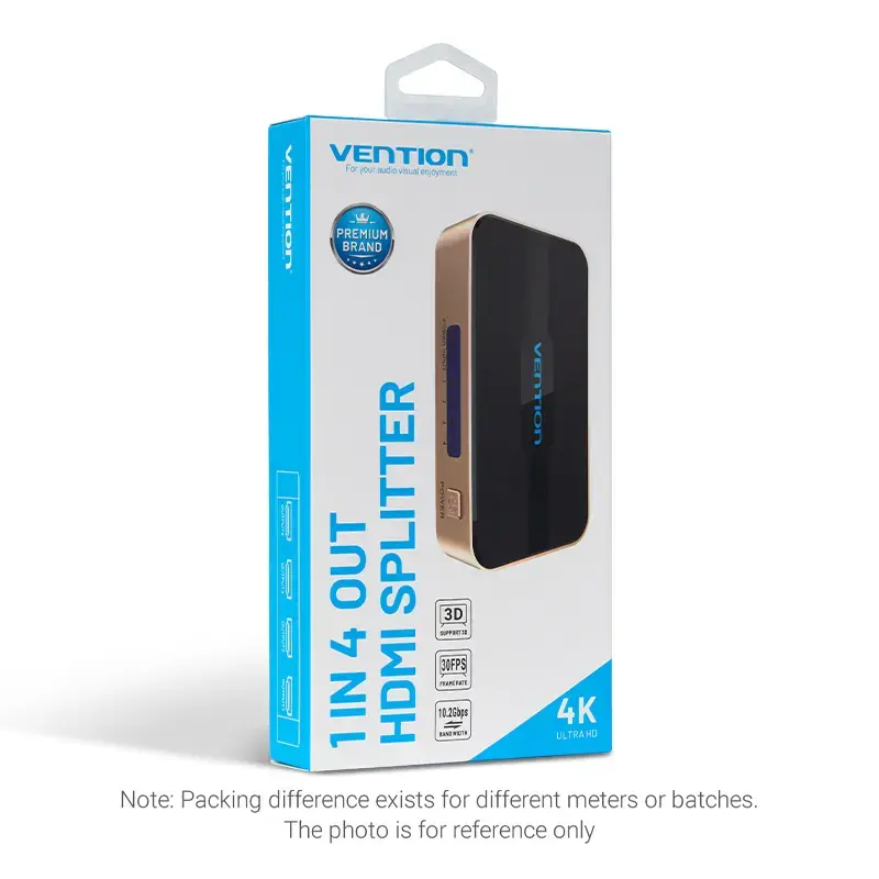HDMI skirstytuvas Vention 1 į 4 4K@30Hz auksinis aliuminio lydinys