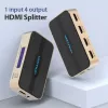 HDMI skirstytuvas Vention 1 į 4 4K@30Hz auksinis aliuminio lydinys