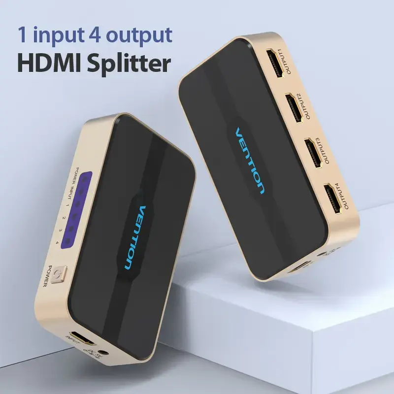 HDMI skirstytuvas Vention 1 į 4 4K@30Hz auksinis aliuminio lydinys