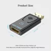 Vention DisplayPort (vyriškas) į HDMI (moterišką) adapteris juodas, DP HDMI auksuotas