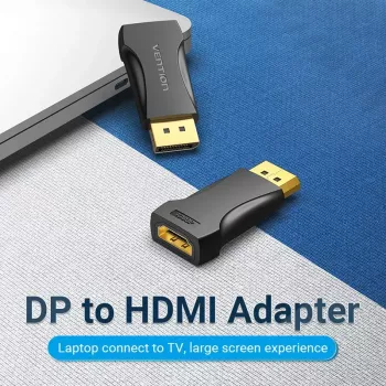 DisplayPort į HDMI adapteris Vention HBOB0, DisplayPort kištukas į HDMI lizdą, juodas, auksuoti kontaktai