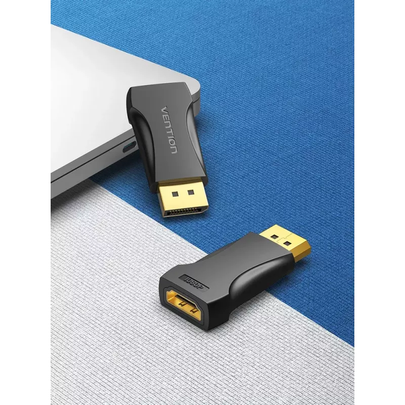 DisplayPort į HDMI adapteris Vention HBOB0, DisplayPort kištukas į HDMI lizdą, juodas, auksuoti kontaktai