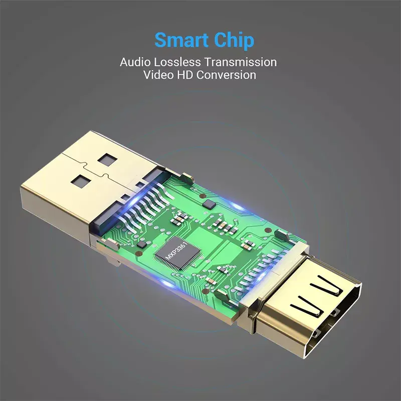 Vention HBKB0 DisplayPort į HDMI adapteris — DP kištukas į HDMI lizdą, juodas, auksuoti kontaktai