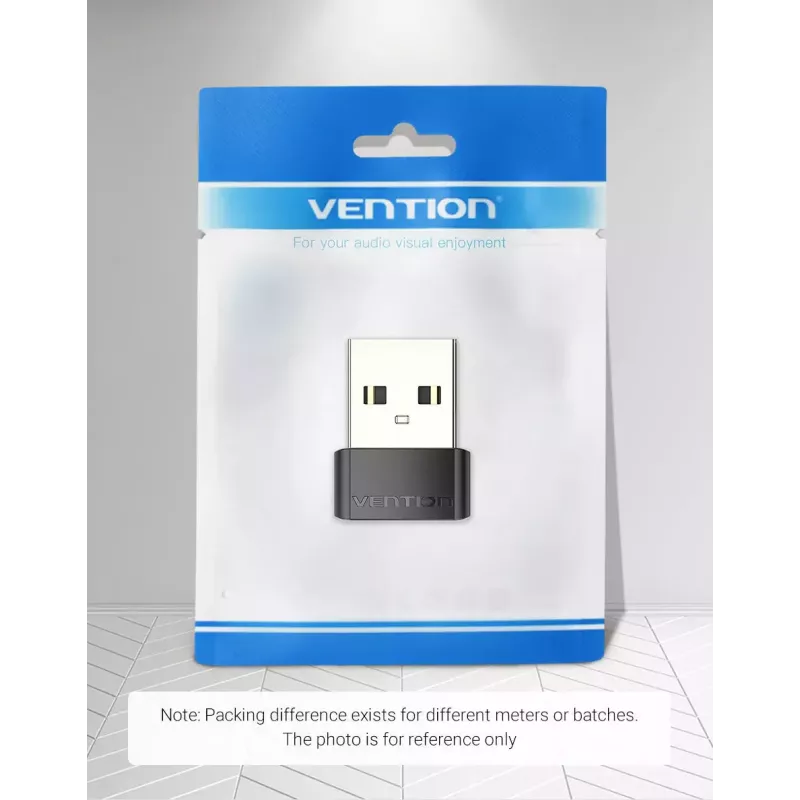 USB adapteris Vention CDWB0 USB 2.0 vyriškas (USB-A) į moterišką USB-C, juodas PVC