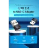USB adapteris Vention CDWB0 USB 2.0 vyriškas (USB-A) į moterišką USB-C, juodas PVC