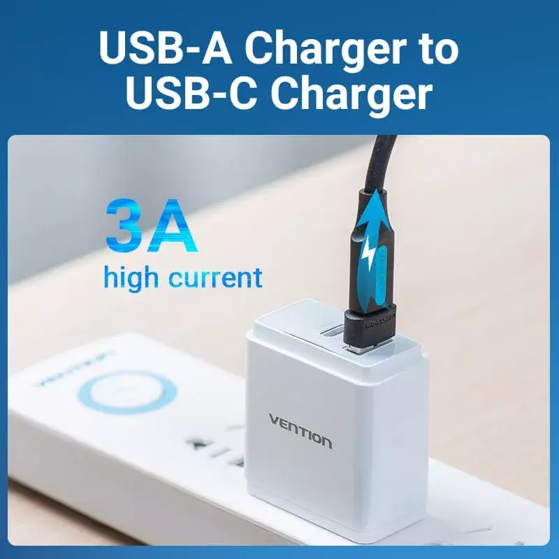 USB adapteris Vention CDWB0 USB 2.0 vyriškas (USB-A) į moterišką USB-C, juodas PVC