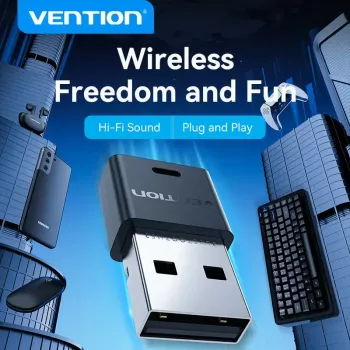 USB Bluetooth adapteris Vention NAHB0 – belaidis USB Bluetooth raktas, juodos spalvos
