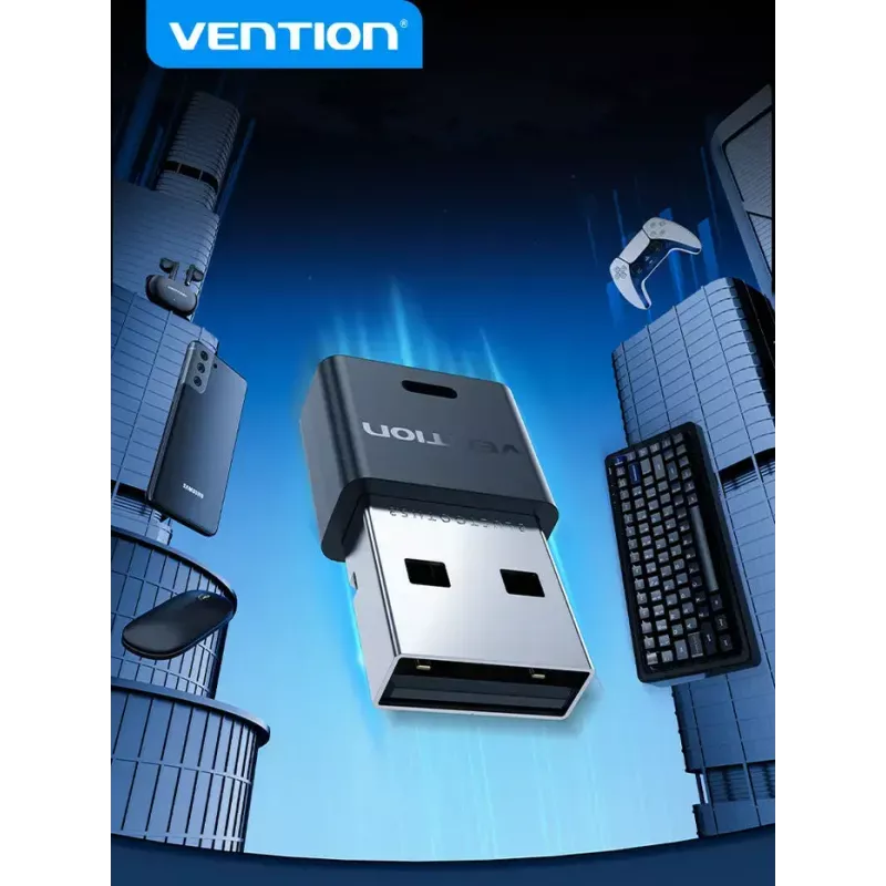 USB Bluetooth adapteris Vention NAHB0 – belaidis USB Bluetooth raktas, juodos spalvos