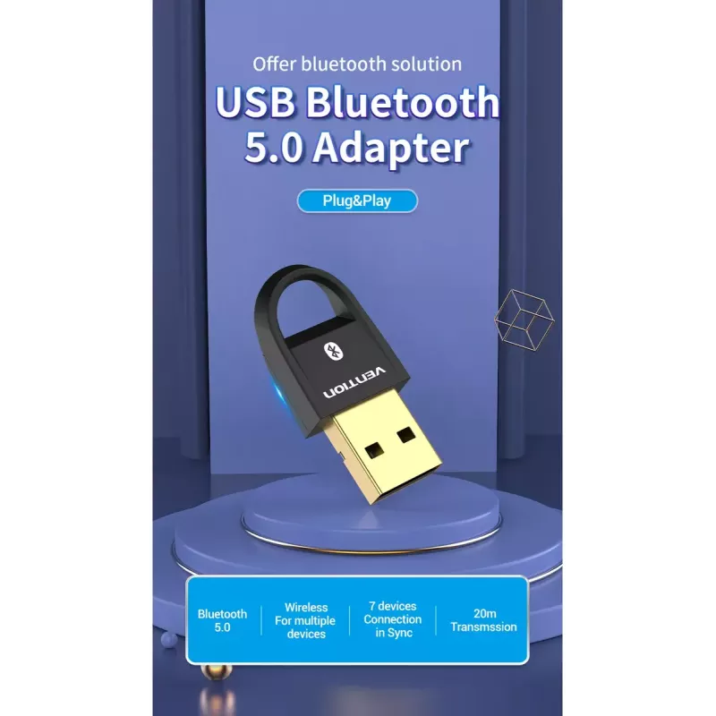 USB Bluetooth 5.0 adapteris Vention CDSB0 juodas