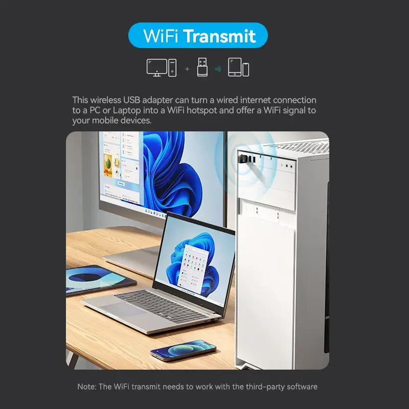 Vention KDSB0 USB Wi-Fi adapteris, dviejų dažnių (2,4G/5G)