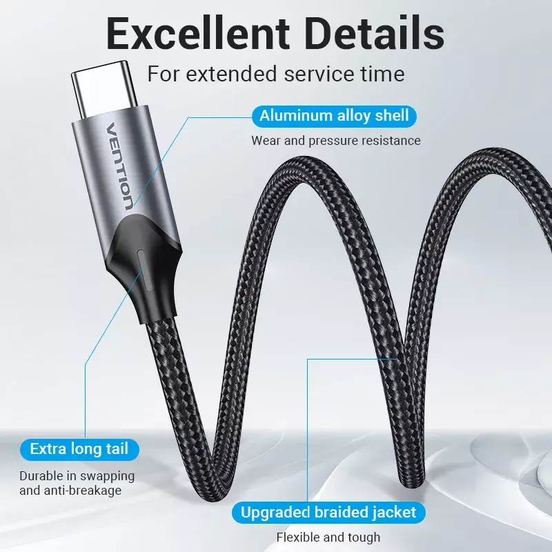 Vention USB-C į 3,5 mm ausinių lizdo adapteris BGMHA, USB Type-C kištukas į 3,5 mm lizdą, 0,1 m, pilkas