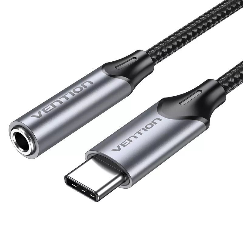 Vention USB-C į 3,5 mm ausinių lizdo adapteris BGMHA, USB Type-C kištukas į 3,5 mm lizdą, 0,1 m, pilkas