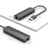 USB 2.0 3 prievadų šakotuvas su Ethernet adapteriu Vention, 100M, juodas