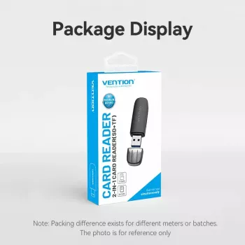Vention 2-in-1 USB 3.2 Gen 1 (USB 3.0) kortelių skaitytuvas – SD ir MicroSD, juodas, kompaktiškas
