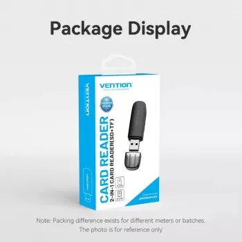 Vention 2-in-1 USB 3.0 A kortelių skaitytuvas SD+TF, USB 3.2 Gen 1, 5000 Mbit/s, juodas