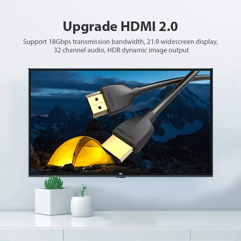 Vention nešiojamas HDMI kabelis 0,5 m juodas HDMI 2.0 18 Gbit/s