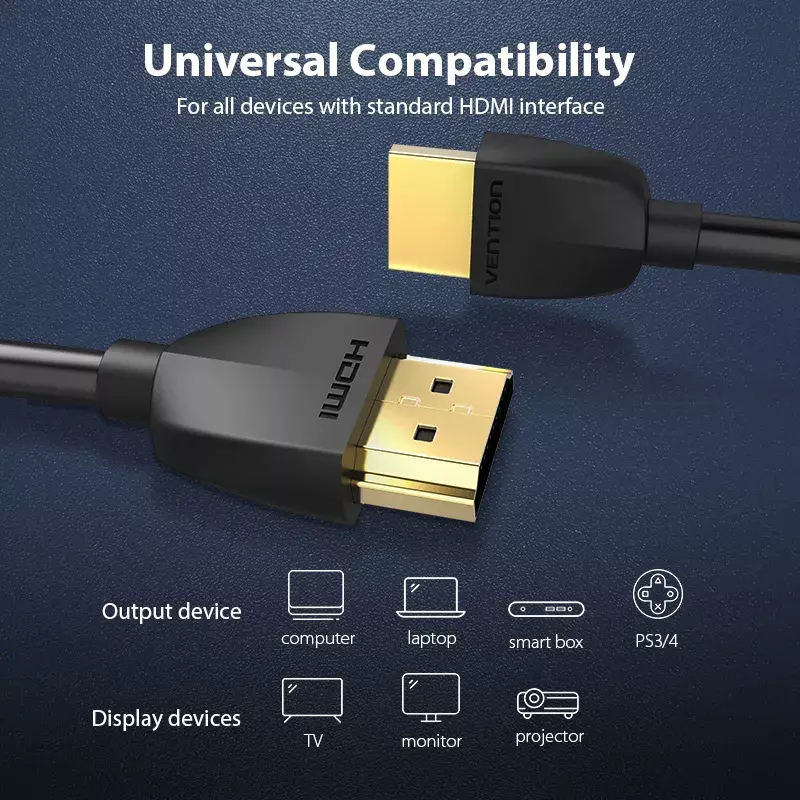 Vention nešiojamas HDMI kabelis 0,5 m juodas HDMI 2.0 18 Gbit/s