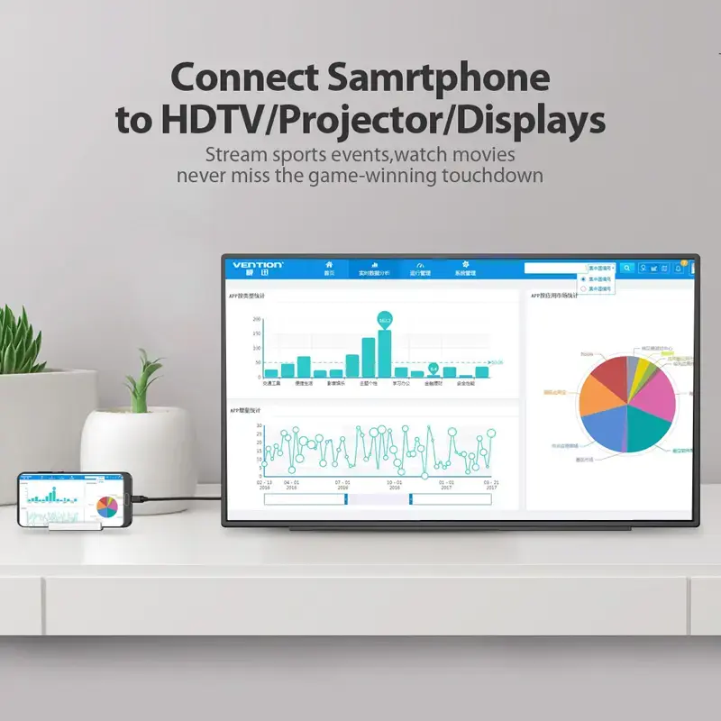 Vention USB-C į HDMI laidas 2 m juodas