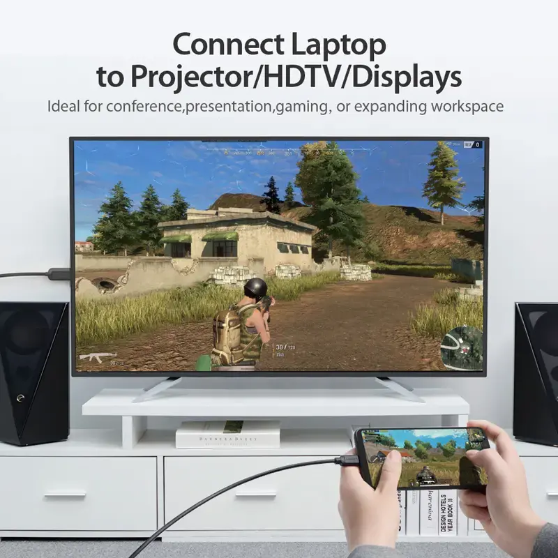 Vention USB-C į HDMI laidas 2 m juodas