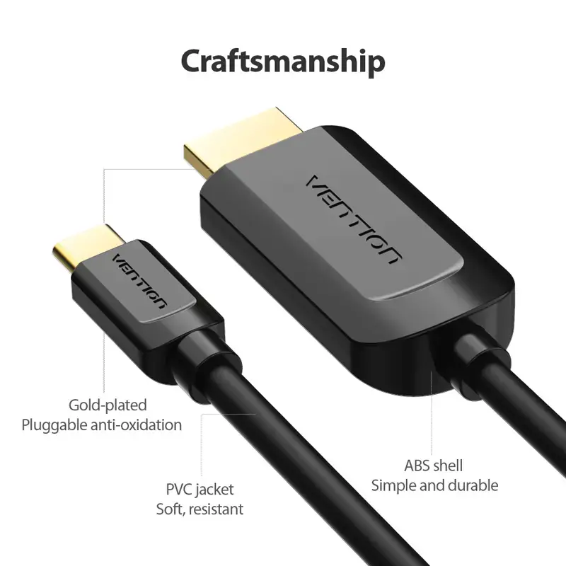 Vention USB-C į HDMI laidas 2 m juodas