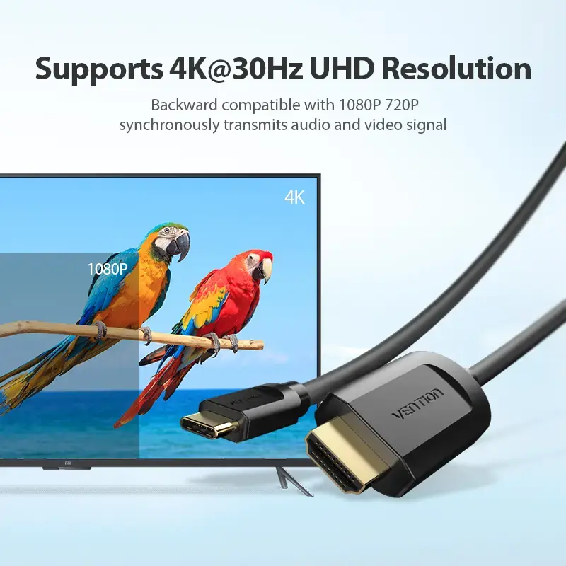Vention USB-C į HDMI laidas 2 m juodas