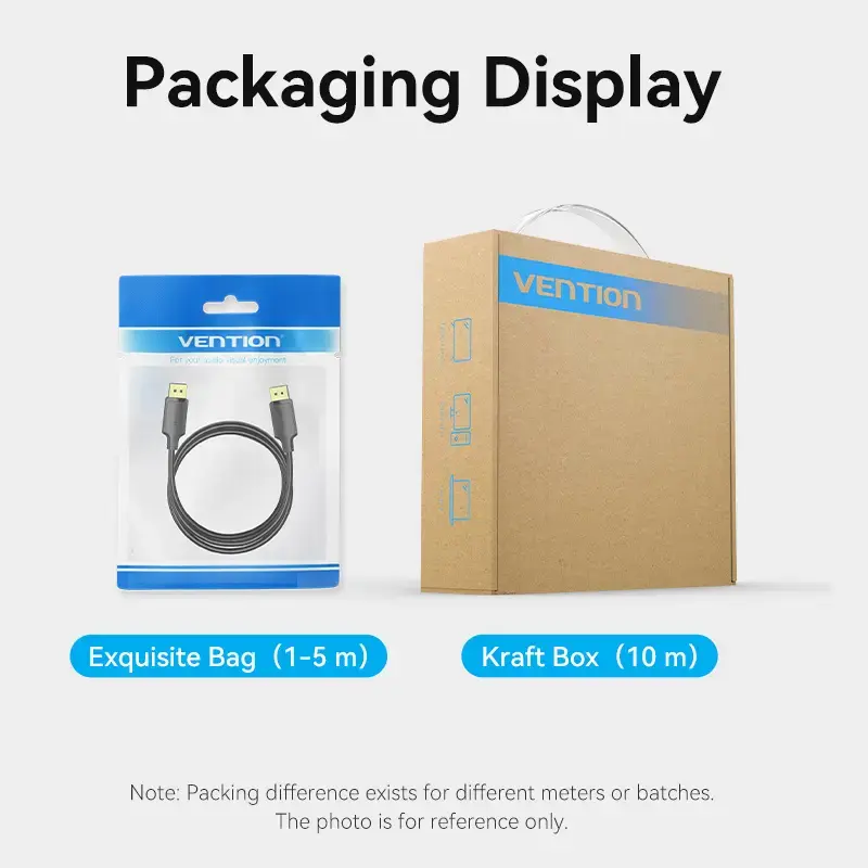 Vention DisplayPort laidas 1,5 m, vyriškas-į-vyrišką, 4K HD, juodas, 6 mm skersmuo