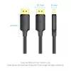 Vention DisplayPort laidas 1,5 m, vyriškas-į-vyrišką, 4K HD, juodas, 6 mm skersmuo