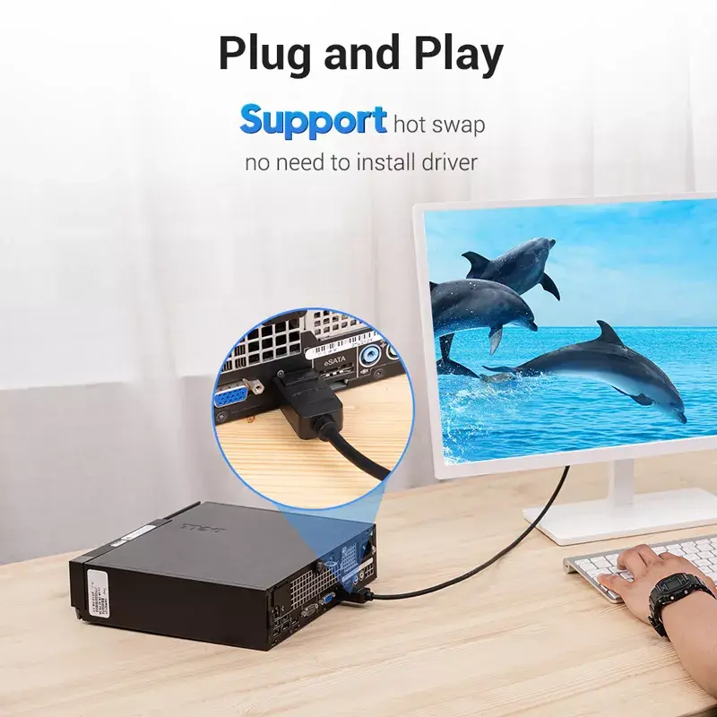 Vention HAFBH DisplayPort į DVI laidas, 1 m, juodas