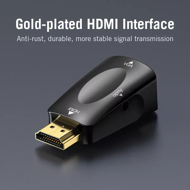 Vention AIDB0 HDMI į VGA keitiklis, 3,5 mm garso jungtis