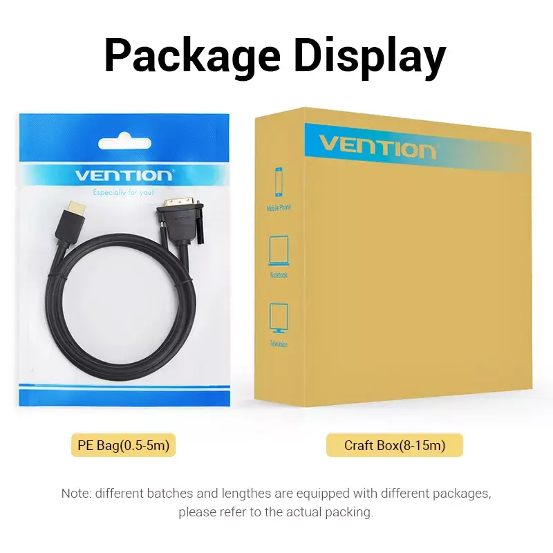 Vention HDMI į DVI kabelis 3M juodas HDMI A tipas DVI-D 3m