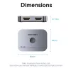 Vention 2-Port Bi-Directional 8K HDMI Switcher AKPH0, HDMI 2.1, 7680×4320@60Hz, USB-C maitinimas, aliuminis, pilka