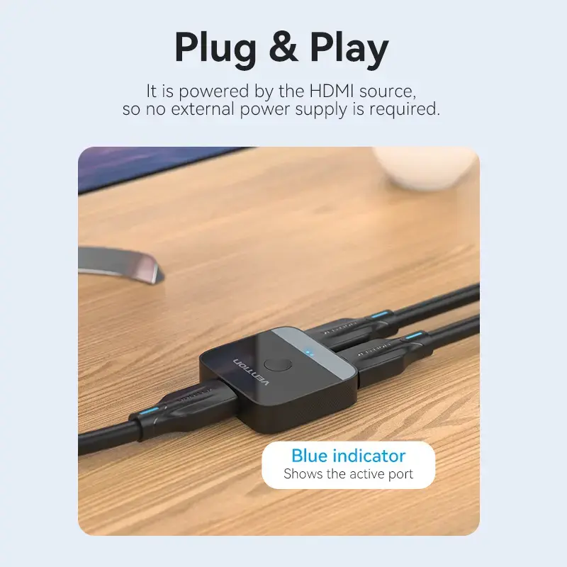 HDMI 2 prievadų dvipusis 4K jungiklis Vention AKOB0
