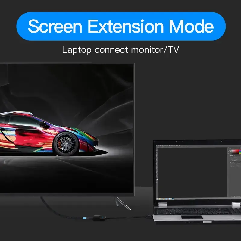 VGA į HDMI keitiklis Vention 0,15 m Juodas VGA HDMI Micro USB Garsas