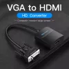 VGA į HDMI keitiklis Vention 0,15 m Juodas VGA HDMI Micro USB Garsas