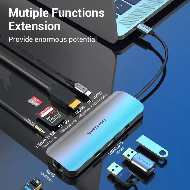 Vention TOLHB USB-C šakotuvas, 0,15 m