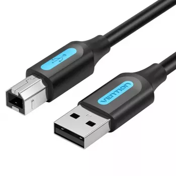 USB 2.0 A (vyriškas) į B (vyriškas) laidas Vention COQBJ, 0,5 m, juodas, PVC apvalkalas, 2 A, 0,48 Gbit/s