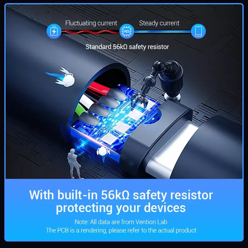 Vention USB 2.0 A kištukas į C kištuką 3A laidas 0,5 m juodas