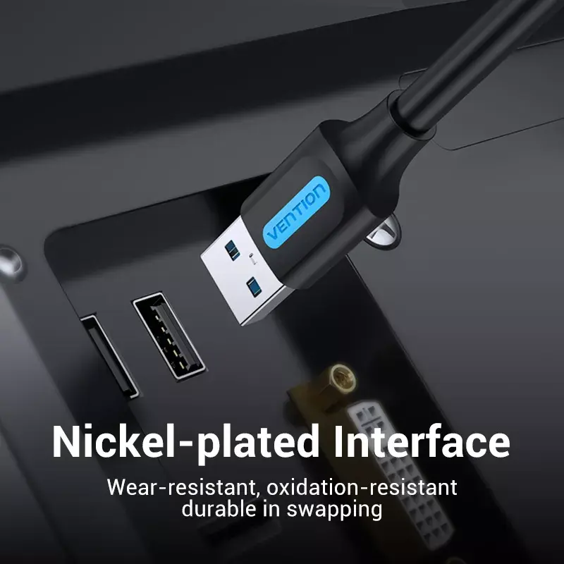 USB 3.0 A‑vyriškas į A‑vyrišką laidas 1,5 m — Vention, USB 3.2 Gen 1, juodas PVC