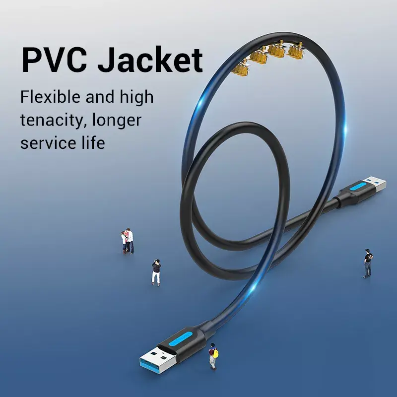 USB 3.0 A‑vyriškas į A‑vyrišką laidas 1,5 m — Vention, USB 3.2 Gen 1, juodas PVC