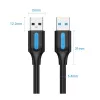 USB 3.0 A‑vyriškas į A‑vyrišką laidas 1,5 m — Vention, USB 3.2 Gen 1, juodas PVC