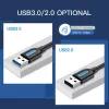 USB 3.0 A‑vyriškas į A‑vyrišką laidas 1,5 m — Vention, USB 3.2 Gen 1, juodas PVC