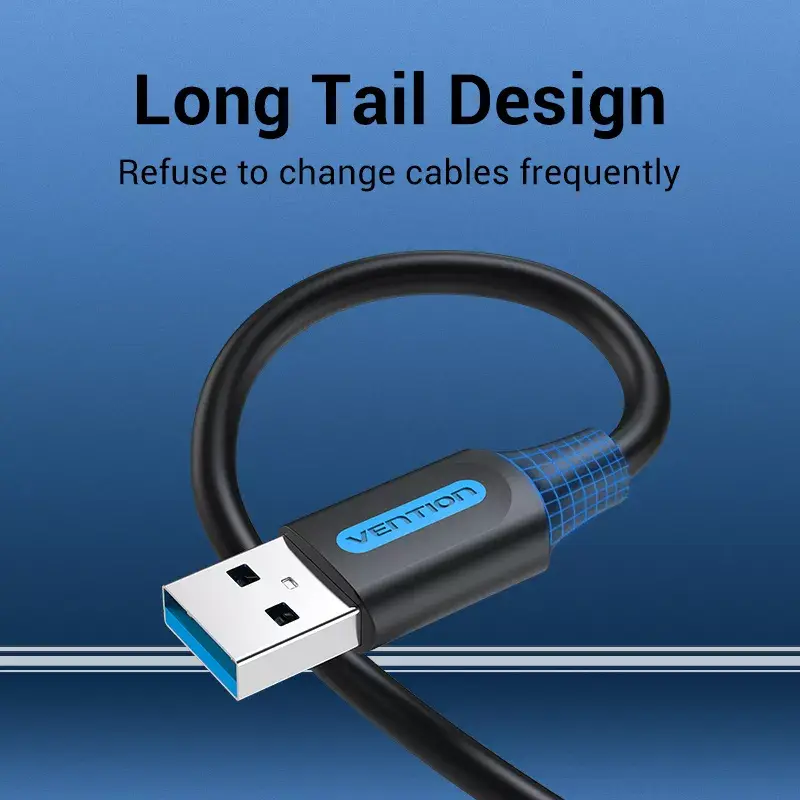 USB 3.0 A‑vyriškas į A‑vyrišką laidas 1,5 m — Vention, USB 3.2 Gen 1, juodas PVC