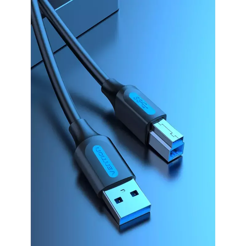 Vention USB 3.0 A į B laidas 3 m — USB 3.2 Gen 1 (5 Gbit/s), juodas, nikeliuotos jungtys
