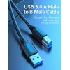 Vention USB 3.0 A į B laidas 3 m — USB 3.2 Gen 1 (5 Gbit/s), juodas, nikeliuotos jungtys