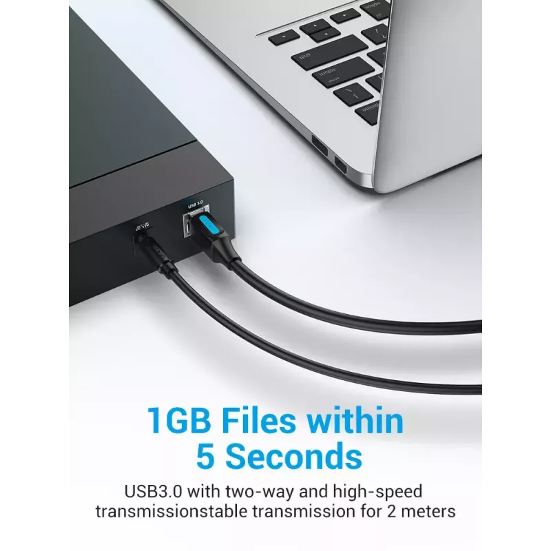 Vention USB 3.0 A į B laidas 3 m — USB 3.2 Gen 1 (5 Gbit/s), juodas, nikeliuotos jungtys